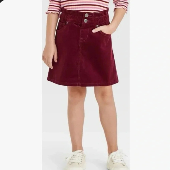 Cat & Jack Girls Size L 10/12 Stretch Corduroy Skirt w/ Pockets Ribbed Burgundy - Picture 1 of 8